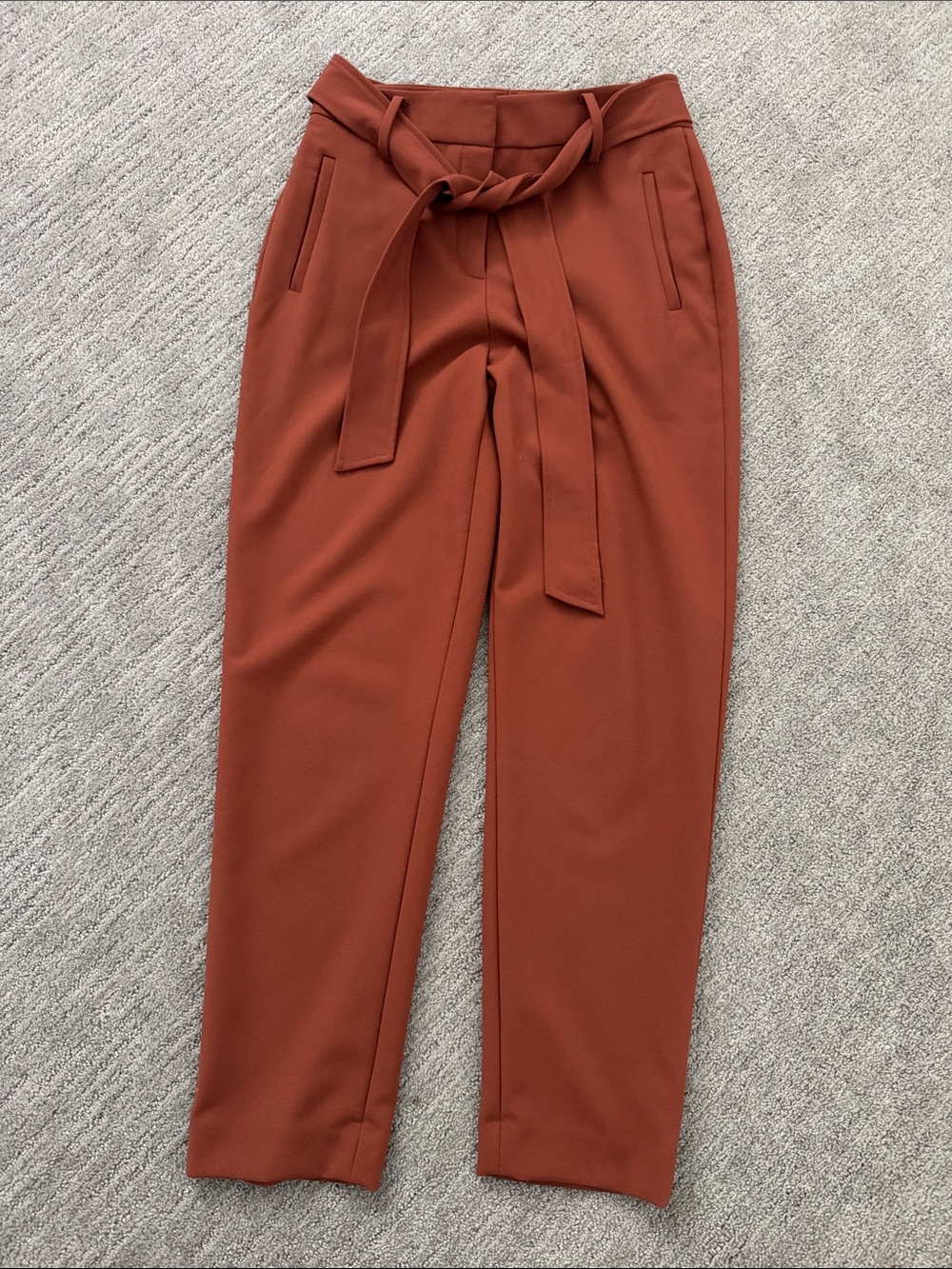 Halogen High-Waist Tie-Belt Pants in Rust